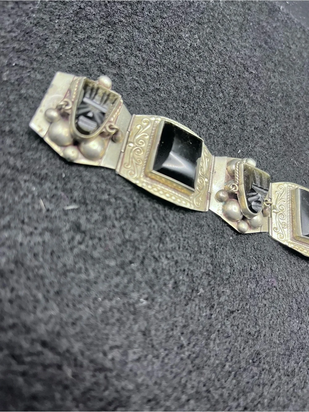 Marked 925 Black and Silver Decorative Wearable Bracelet